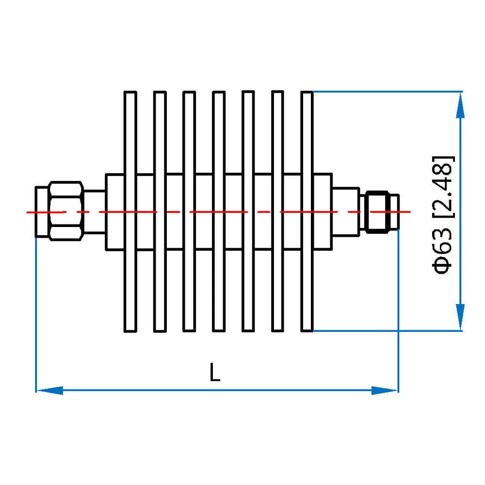 DC-26GHz 50W SMA Male-SMA Female RF Attenuator