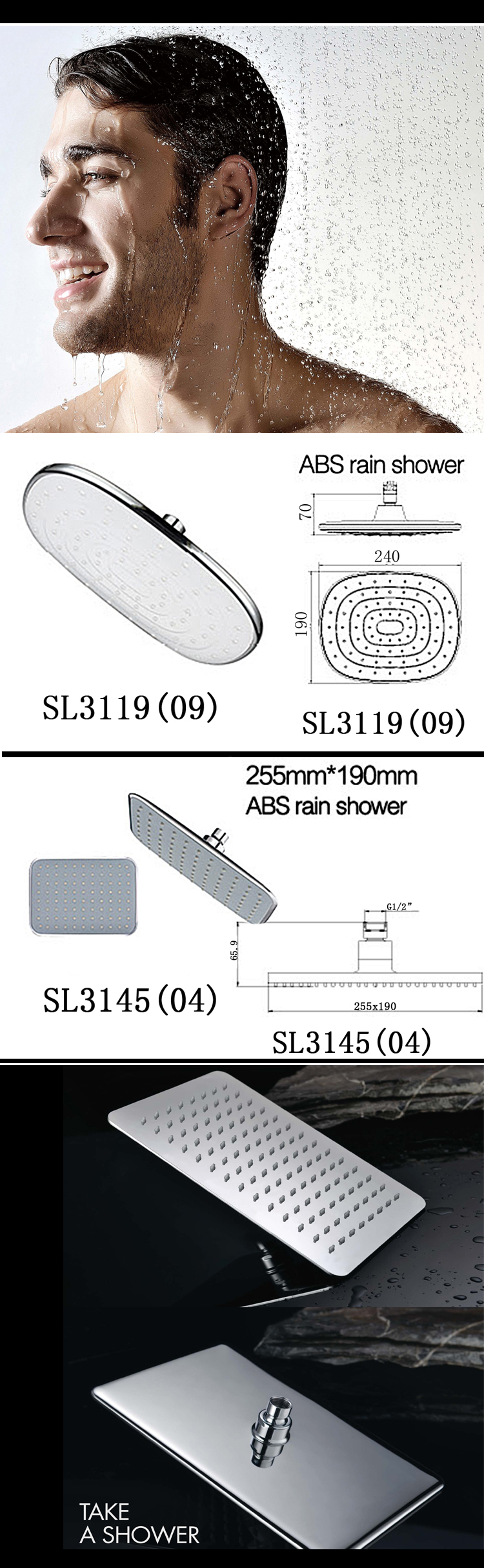 2021 new style ABS chrom rain Fixed shower head