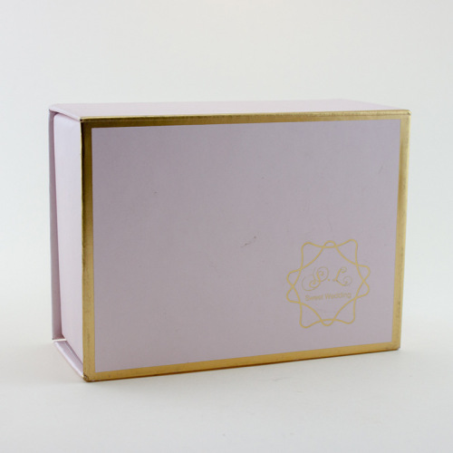 Kotak kertas tutup flip magnetik merah muda kaku