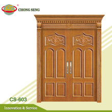 CS-603 front 6 panel teak wood double door design