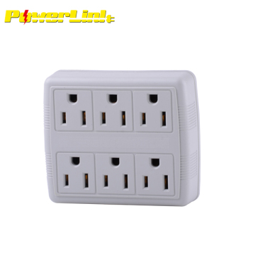 S60112 6 Way Electrical Outlet Wall Plug / Power Strip, UL listed, Six Socket Splitter