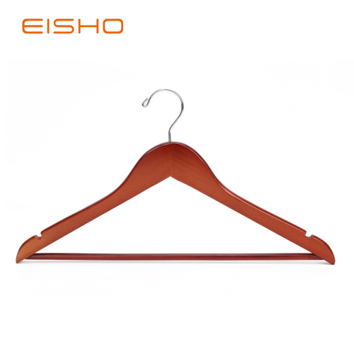 Cintres de costume en bois plat EISHO cerisier avec barre