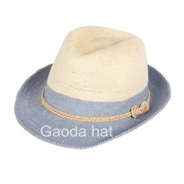 Fashion blue fedora paper sun hat