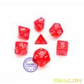 Juego de dados de RPG poliédrico traslúcido Mini Bescon 10MM, Juego de dados de juego pequeño RPG Juego de dados D4-D20 en tubo, Rojo transparente