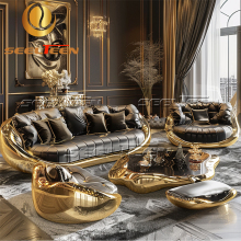 Black Leather Luxury Sofas for High-Quality Home Furnishing