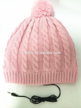 Wired headphone hat, headphone music hat