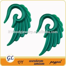 TP02995 acrylic green angel wings ear taper plug , body piercing jewelry