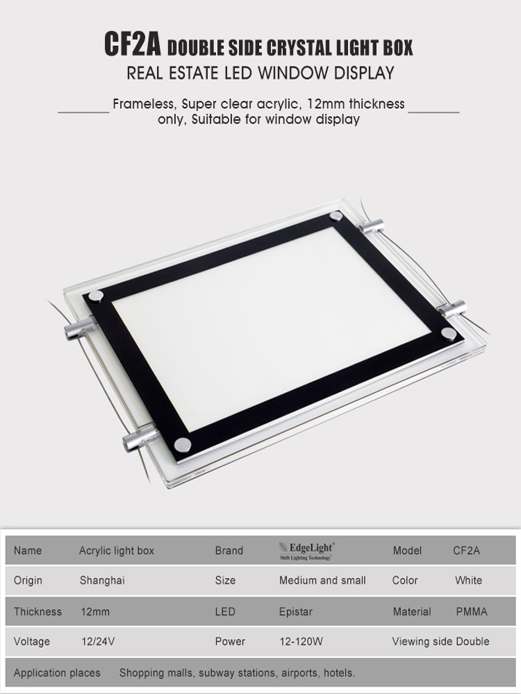 Indoor LED backlit lighting panel poster printing wall mounted super thinnest picture frame transparent Acrylic light box