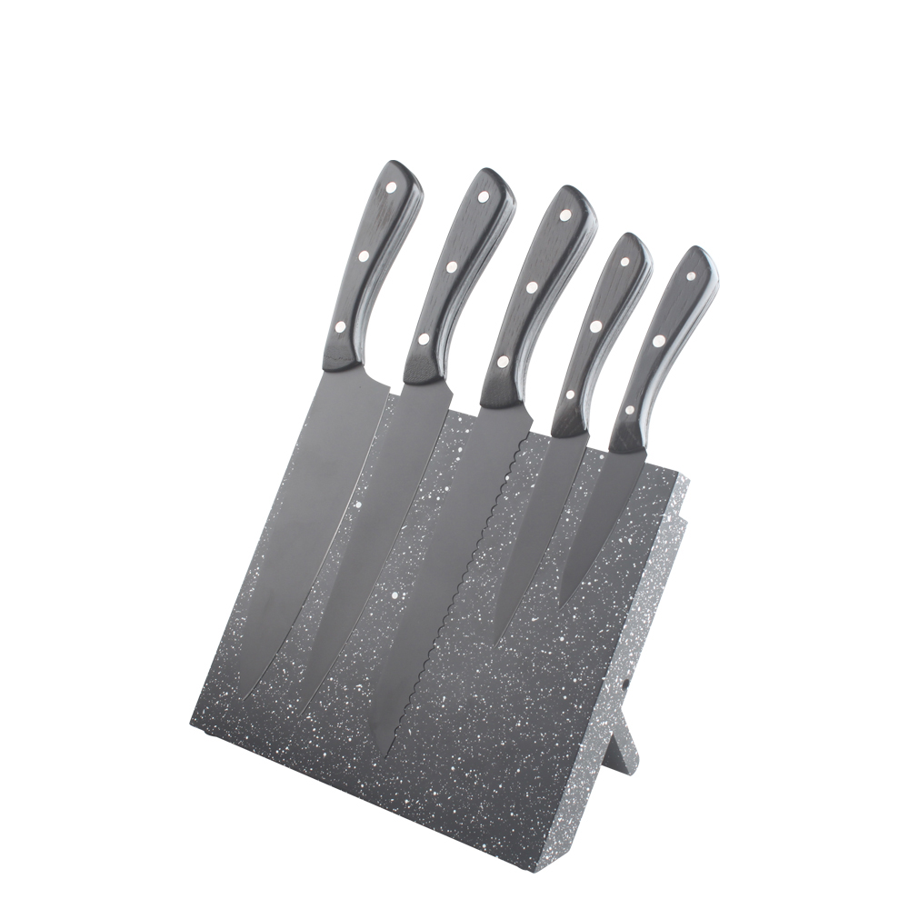 5pcs Set de cuțit de bucătărie din lemn cu suport magnetic