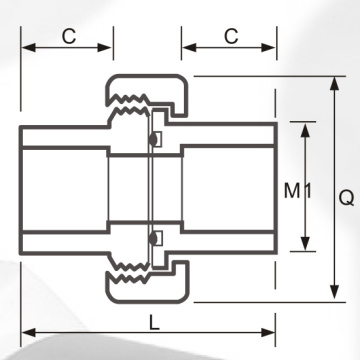 DIN PN16 Water Supply Upvc Union Grey Color