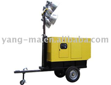 9M Mast 1000W*4PCS lamp with 50KW Air cooled deutz engine power mobile diesel genrator trailer light tower