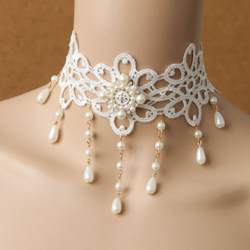 MYLOVE flower shape lace necklace with pearl bridal jewelry MLJL117