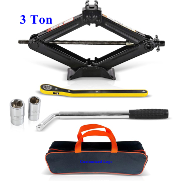 3 Ton Car Jack Kit | Scissor Jack & Tool Kit for SUVs and Vehicles