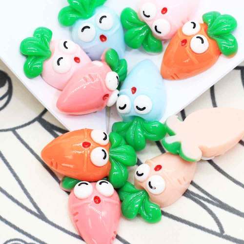 Flat Back Cute Carrot Cartoon Shape Resin Cabochon For Handmade Craftwork Decor Beads Charms Fruits Beads Slime