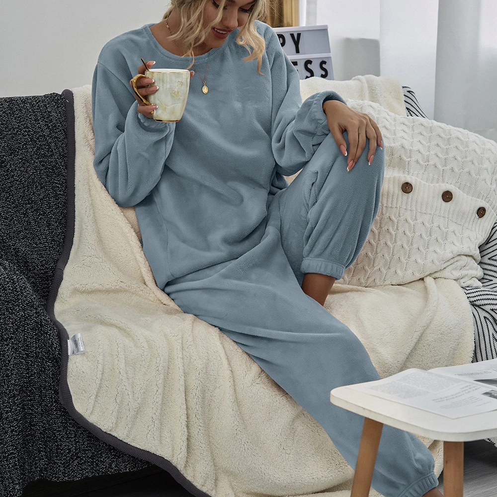 High Quality Comfort Warm Flurry Homewear Women Sleepwear Winter Pajamas Set