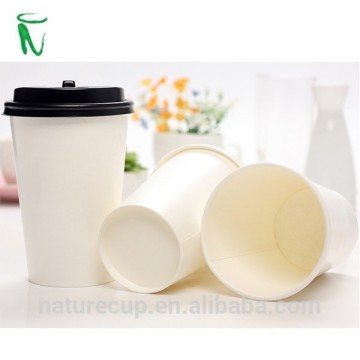 Nature Cup eco-friendly plain white cup disposable paper cup with lids/cover various sizes