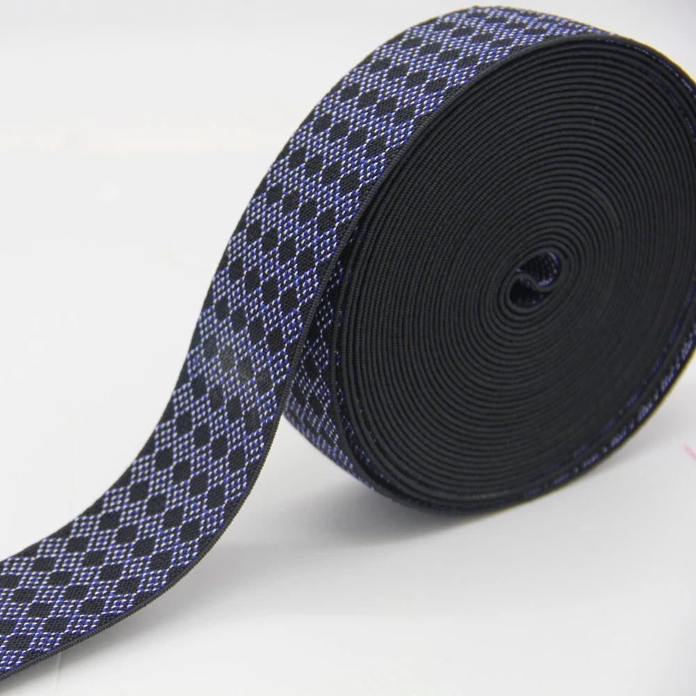 Fashion Design Jacquard Elastic Webbing, Polyester / Nylon / Cotton Elastic Ribbon / Strap for Belt