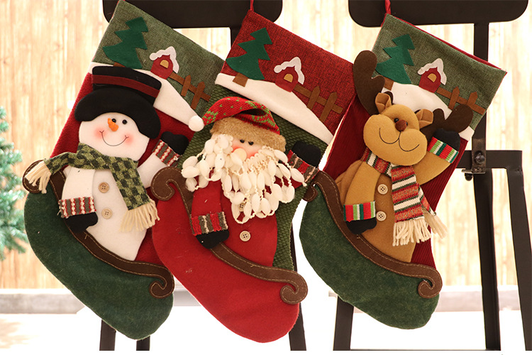 2021New Christmas Socks Gift Bag Christmas Tree Decoration Pendant Christmas Gift Supplies Claus Socks