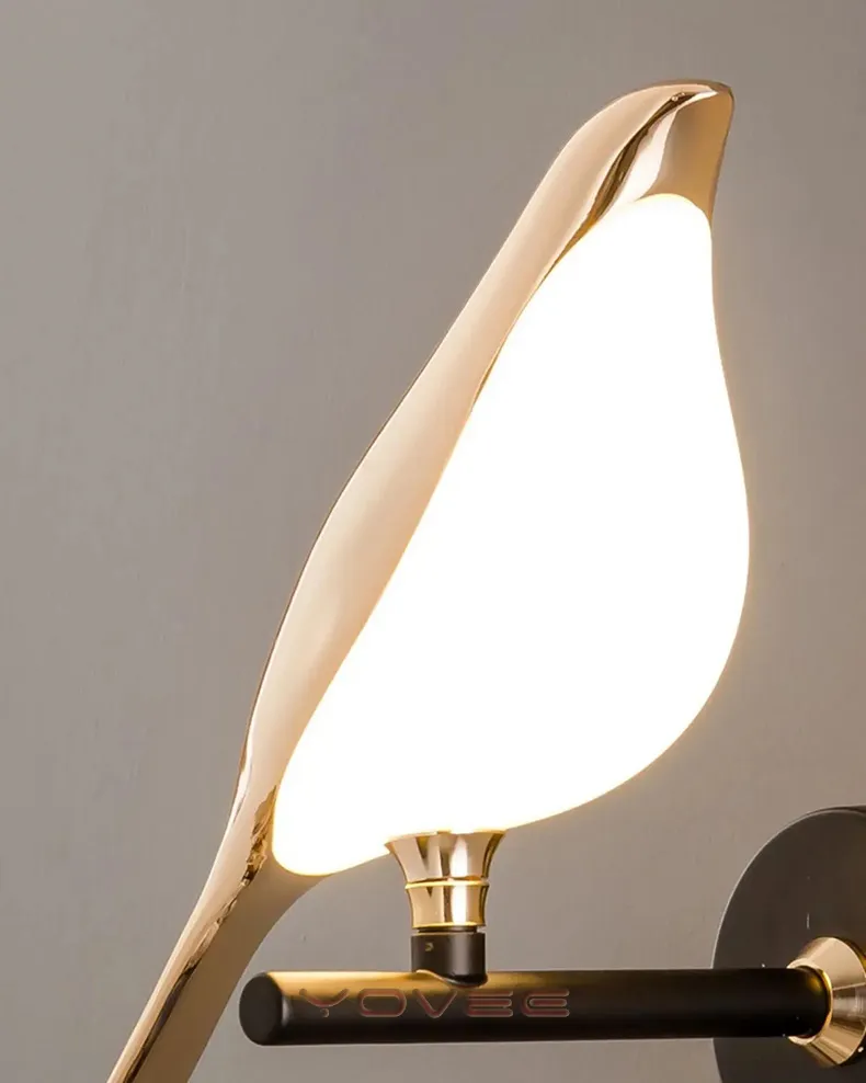 Nordic Magpie Bird LED Wall Lamp for Bedroom Decor