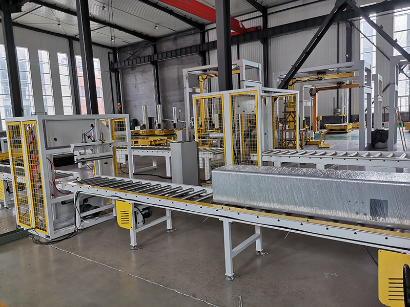 Steel pipes wrapping machine and horizontal stretch wrapper orbital wrapping machine with PLC Control