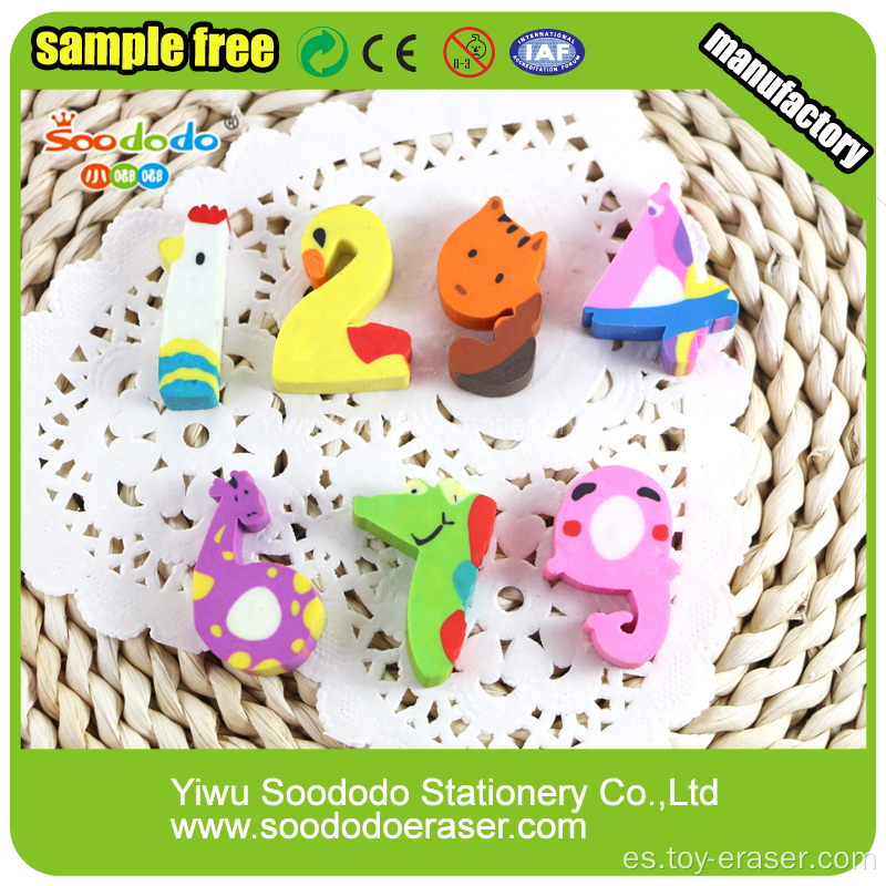 Número de la forma animal Extruded Eraser promotion stationery