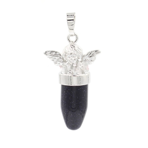 Natural Crystal Gemstone angel bullet Stone Pendant Necklace for Women and Girls Fashion Jewelry with two Chains