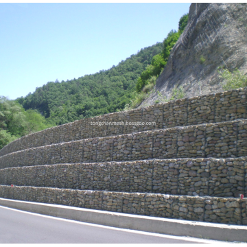 Cesta de gaviones de malla de alambre hexagonal recubierta