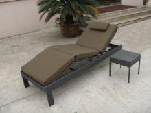 Outdoor Patio Rattan Sun Lounger , Balcony Dark Brown Loung