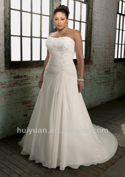 Chiffon Strapless Softly Curved Neckline Embroidered Bodice Plus Sized plus size Western Dresses