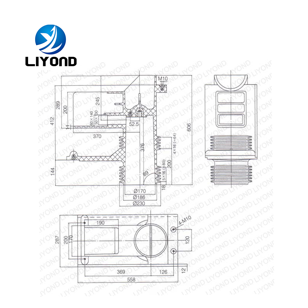 LYC264 35kV 40.5kV insulator red epoxy resin with shielded contact box for KYN61 switchgear cubicle