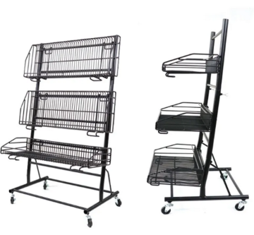 Supermarket Magazine Display Rack With Wheels