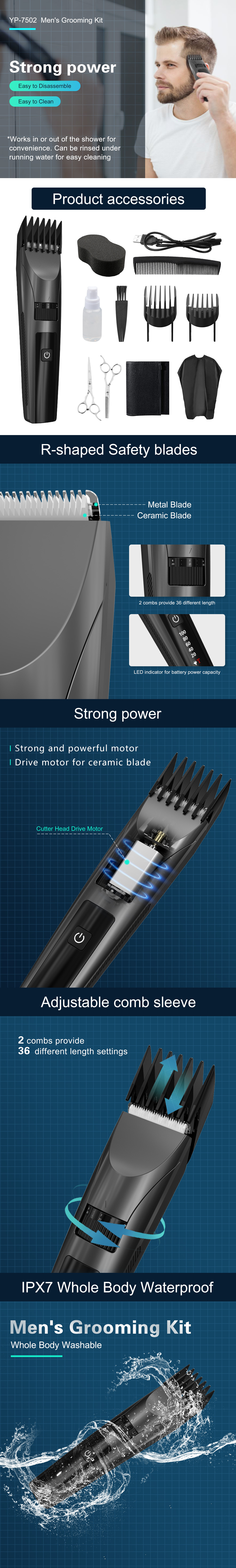 USB Rechargeable Men Barber Hair Clippers