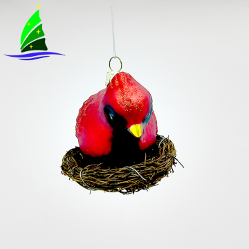 Artdargon new design cardinal glass bird tree decoration ornaments for Christmas