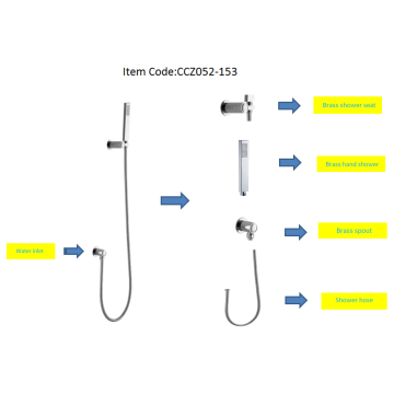 Ensemble de douche à main et support de douche plat carré