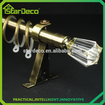 Crystal finial adjustable curtain rods, metal curtain rod with glass finial