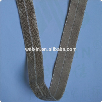 High quality custom 15mm shiny beige nylon fold over elastic band