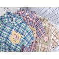 Pocket Little Bear Cartoon Baby Gary Checked Shirt