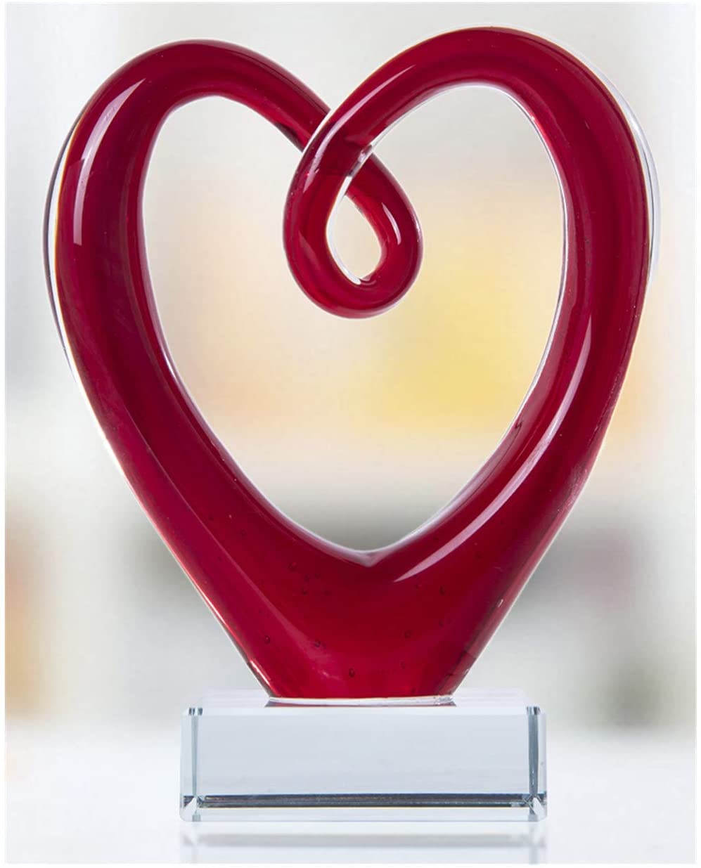 5'' Tall Art Glass Heart Sculpture Centerpiece