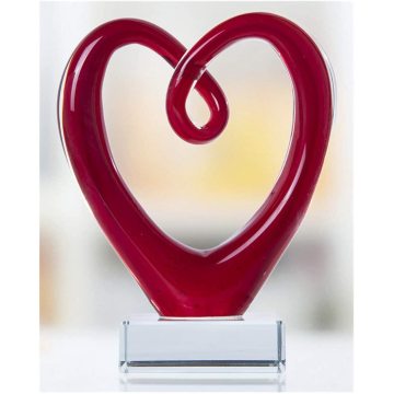 5'' Tall Art Glass Heart Sculpture Centerpiece