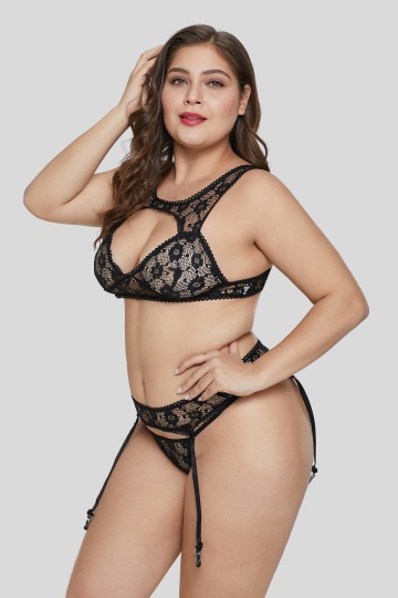 Custom plus size lace bra set lingerie