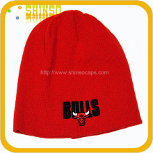Fashion Bulls Red 3D Embroidered Knitted Beanie Cap (BS004SSH)