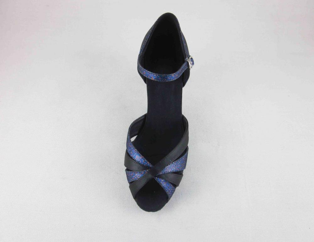 Black Satin Salsa Dancing Shoes Girls