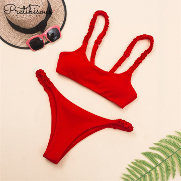 Woman ruffle swimming suit 2 piece bathing suit