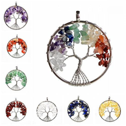 Natural Healing Crystals Quartz Tree of Life Necklace 7 Chakras Gemstone Pendant Mother's/Father's Day