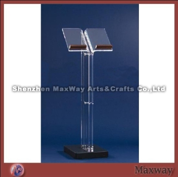 Vertical Summary Transparent Acryl Lectern Pulpit with Wooden Base