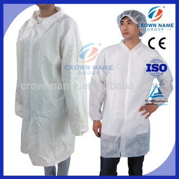 disposable protective waterproof plastic PP/PE lab coat