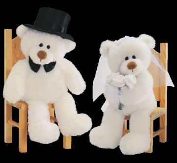 bride and groom plush teddy bear, teddy bear bride and groom, bride and groom toys