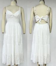 Eyelet Twist-Bust Tie-Back Midi Dress