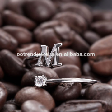 Silver tone Adjustable size design alphabet designed finger ring size 6