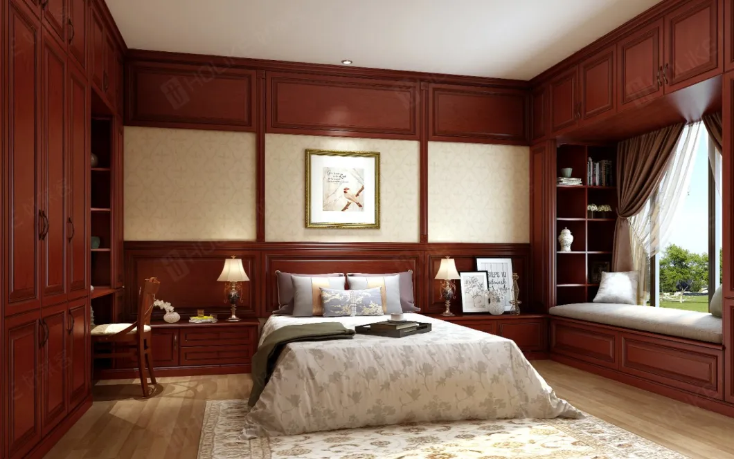 Holike Customized Bedroom Furniture Luxury PVC Wooden Wardrobe